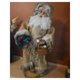 Santa in burlap and fur, approximately 24 in tall