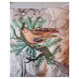 Fancy stitched bird pillow