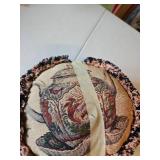 Small, 10-in round tapestry style pillows