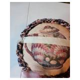 Small, 10-in round tapestry style pillows