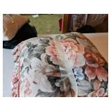 Pink and gray floral decorative pillows, 17 in