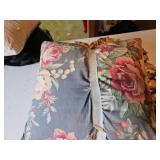 Pink and gray floral decorative pillows, 17 in