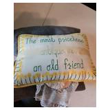 Small the queen of everything pillow and two small decorative pillows