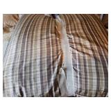 Two brown plaid decorative 18 inch pillows