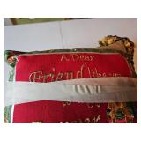 Santa needlepoint pillow and small Christmas decorative pillow