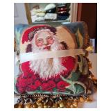 Santa needlepoint pillow and small Christmas decorative pillow