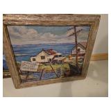 16x20 oil on canvas of fishing Village, signed FIVAZ