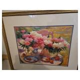 28x24 framed pink floral print
