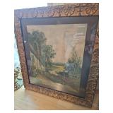 17x19 antique framed print of sheep