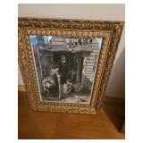 8x10 antique framed black and white picture of family