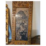 11x26 sepia tone picture of cats and flowers, very ornate frame