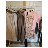 Two piece floral skirt and pink sweater, two long skirts size medium