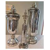 Mercury glass Style vases with lids and decorative bees