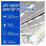 Led Shop Lights,4FT LED Light 50W 6500K 7000LM Led Daylight,Garage Light Linkable Clear Cover Integrated V-Shape for Garage Warehouse Workbench Workshop(2-Pack)