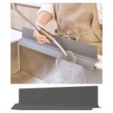 23 inches 100% Premium Silicone Kitchen Sink Splash Guard - Non Slip Strong Suction, Durable, and Easy-to-Clean Splash Protector for Mess-Free Cooking and Dishwashing (Deep Gray)