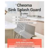23 inches 100% Premium Silicone Kitchen Sink Splash Guard - Non Slip Strong Suction, Durable, and Easy-to-Clean Splash Protector for Mess-Free Cooking and Dishwashing (Deep Gray)