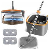Mop and Bucket Set, Spin Mop with Separate Dirty Water System, Deep-Cleaning Mops for Floors, Versatile Mops for Walls