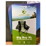 KingCamp Oversized Camping Folding Chair, Heavy Duty 450 LBS with Lumbar Support, Padded seat with Cup Holder&Cooler Bag, Ideal for Camp, Fishing, Sports Event, Backyard, Patio, Lawn (Lava Green)