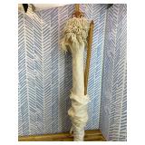 6.5ft Patio Umbrella with Fringe, Beach Umbrella, Fringe Umbrella Outdoor Patio with Hanging Hook, Tilting Aluminum Pole, UV 50+, Fiberglass Ribs, Elegant Cream
