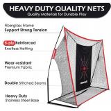Golf Net, 10x7ft Heavy Duty Golf Practice Nets with Mat, Target Cloth, 8 Tees, 6 Balls, Carry Bag for Backyard Driving Chipping Indoor Outdoor Training