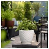 G EPGardening 8 Inch Plant Pot for Indoor Outdoor Plants Round Ceramic Planter Pot with Drainage Hole and Saucer Modern Large Flower Pot White