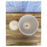 G EPGardening 8 Inch Plant Pot for Indoor Outdoor Plants Round Ceramic Planter Pot with Drainage Hole and Saucer Modern Large Flower Pot White