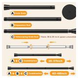 Tension Rods for Windows 28 to 48 Inch - Black Tension Curtain Rod | Spring Tension Rod, No Drill, Non Slip, Adjustable Curtain Rods