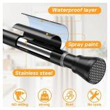 Tension Rods for Windows 28 to 48 Inch - Black Tension Curtain Rod | Spring Tension Rod, No Drill, Non Slip, Adjustable Curtain Rods