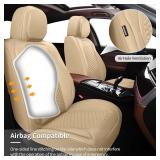 Car Seat Covers Full Set, Leather Seat Covers for Cars, 2 Packs Breathable Seat Cover, Suitable for SUV/Truck/Sedan/Automotive (Beige)