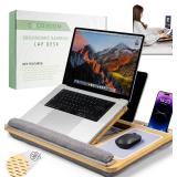 Lap Desk for Laptop Bed Desk Tray Table with Cushion, 5 Angles, Phone & Tablet Holder, Mouse Pad & Ventilation Laptop Stand, Lap Table, Couch Desk for 15 -17 Laptops (Gray)
