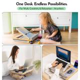 Lap Desk for Laptop Bed Desk Tray Table with Cushion, 5 Angles, Phone & Tablet Holder, Mouse Pad & Ventilation Laptop Stand, Lap Table, Couch Desk for 15 -17 Laptops (Gray)