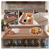 Wolki Noodle Board Stove Covers - 30"L x 22"W x 2.5"Th Heavy-Duty Gas & Electric Stove Top Cover with Built-in Handles for RV and Wooden Serving Tray