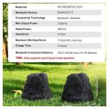 Retails for $129! Herdio 6.5" Rock Bluetooth Speakers Outdoor Waterproof IPX7 Wireless Solar Max 200 Watt, TWS Connection Powered with Rechargeable Battery for Garden Patio Deck Pool Backyard Black 1P