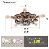 Retails for $142! 20" Retro Industrial Steampunk Ceiling Fans with Lights and Remote,Low Profile Flush Mount Bladeless Ceiling Fan with Light,Nautical Style 6 Speeds for Bedroom Kitchen Island Bar Caf