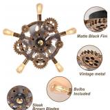 Retails for $142! 20" Retro Industrial Steampunk Ceiling Fans with Lights and Remote,Low Profile Flush Mount Bladeless Ceiling Fan with Light,Nautical Style 6 Speeds for Bedroom Kitchen Island Bar Caf