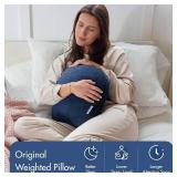 Retails for $151! Quiet Mind Weighted Pillow for Adults 9 Lbs - Get Better Sleep - Sustainably Made and Chemical Free - Machine Washable (Medium, Blueberry)