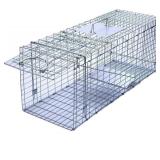 Faicuk Large Collapsible Humane Live Animal Cage Trap for Raccoon, Opossum, Stray Cat, Rabbit, Groundhog and Armadillo 32 x 11 x 13 Inch