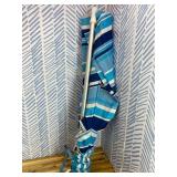 7ft Heavy Duty High Wind Beach Umbrella Parasols with sand anchor & Tilt Sun Shelter, UV 50+ Protection Outdoor Sunshade Umbrellas Carry Bag for Patio Garden Pool Backyard Stripe Blue insert completel