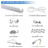 Retails for $109! 4FT T8 LED Shop Lights 10 Pack, 40W 5400LM 6500K, V Shape High Output Clear Cover, Plug and Play, Linkable, for Garage, Warehouse, Basement
