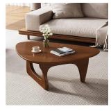 Retails for $130! Wood Coffee Table, Mid Century Modern Triangle Coffee Table for Living Room, Rustic Solid Wood Legs and Tabletop, Farmhouse Walnut Accent Center Table for Small Spaces