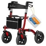 Retails for $127! BigAlex Rollator Walker with Seat, Walker for Seniors with Wider Seat,Folding Rolling Walkers with 10" All-Terrain Wheels,Lightweight Aluminum Walkers Rollator with Backrest,Cup Hold
