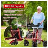 Retails for $127! BigAlex Rollator Walker with Seat, Walker for Seniors with Wider Seat,Folding Rolling Walkers with 10" All-Terrain Wheels,Lightweight Aluminum Walkers Rollator with Backrest,Cup Hold