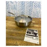 Retails for $179! Made In Cookware - 3 Quart Stainless Steel Saucier Pan - 5 Ply Stainless Clad - Professional Cookware - Crafted in Italy - Induction Compatible