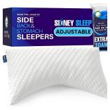 Sidney Sleep Pillow for Side and Back Sleepers - Comfort for Neck and Shoulder Pain - Adjustable and Customizable Shredded Memory Foam Filling - Queen Size - Additional Foam Fill Included (White)