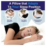 Sidney Sleep Pillow for Side and Back Sleepers - Comfort for Neck and Shoulder Pain - Adjustable and Customizable Shredded Memory Foam Filling - Queen Size - Additional Foam Fill Included (White)