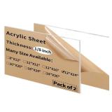 12 x 24 inch Clear Acrylic Sheets 1/8 inch Thick - 2 Pack Transparent Plexiglass Plastic Cast Panels for DIY Craft Projects, Signs, Display Cases - Easy to Cut with Laser, Saw or Hand Tools