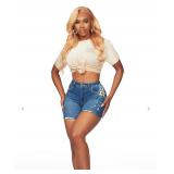 Chesaray Beige/Blue Denim Short Set