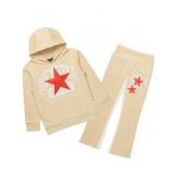 Boys States Beige Stacked Hoodie Track Set