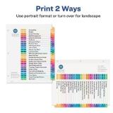 Avery A-Z Dividers for 3 Ring Binders, 26 Tabs per Set, Customizable Table of Contents, Multicolor Tabs
