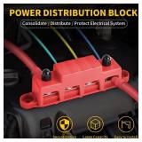 Bus Bar 250A 12V Power Distribution Block 4 x 5/16"(M8) Studs for Automotive Marine Car Audio, 12 Volt Battery Busbar Terminal Block with Waterproof Cover (Pack of 2, Positive & Negative)